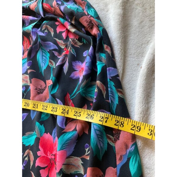 Vintage Sag Harbor Womens Sz Medium Midi Skirt Dark Floral Pull-on A-Line Colorf - Picture 6 of 8